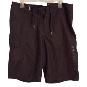 Hurley Size 34 Board Shorts Mens Black Drawstring Cargo Pocket Swim Trunks